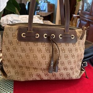 Dooney & Bourke Monogrammed Brown and Tan Shoulder Bag